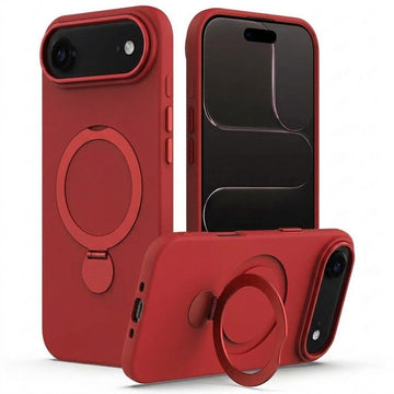 Husa SoftRing pentru iPhone 17 Air, Magnetica, UltraSoft, Stand Ring, Microfiber + PC - Rosu