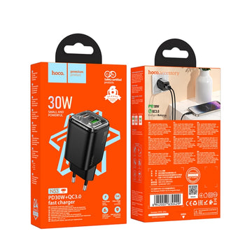 Incarcator Retea Hoco N53, PD30W, 1xUSB-C, 1xUSB-A - Negru