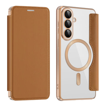 Husa MagFlip pentru Samsung S26, Magnet, RFID Protect, Piele, Chrome Edge - Auriu