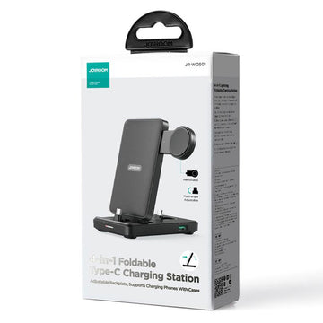 Incarcator Wireless Joyroom JR-WQS01, Statie 4 in 1, 7.5W, Qi Charging, tip Stand - Negru