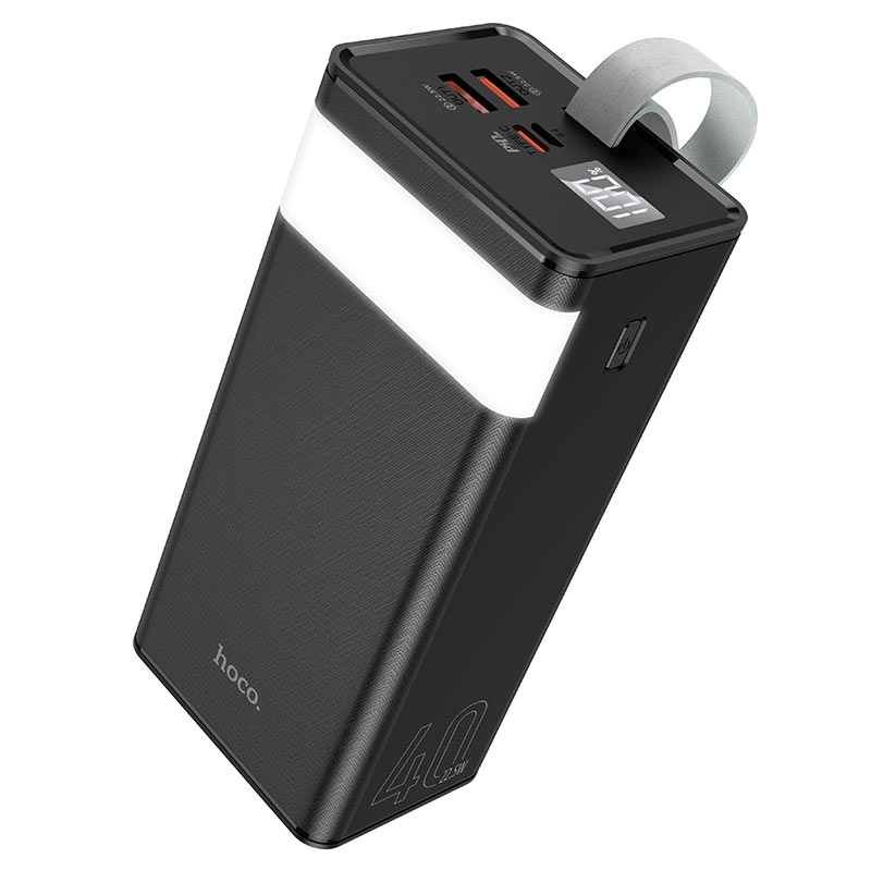 Hoco (J86) - Baterie Externa, 1xUSB-C PD, 2xUSB-A QC 3.0, lampa LED, 40000 MAh, Black