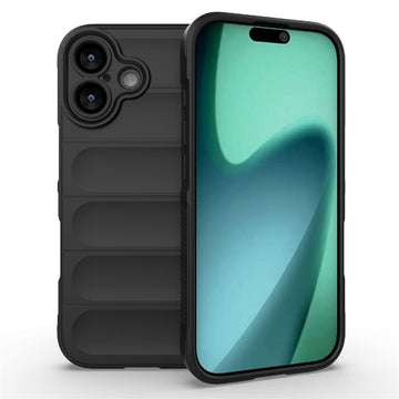 Husa Wave pentru iPhone 17, Grip Microfiber, ShockProof - Night negru