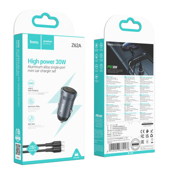 Incarcator Auto Hoco Z62A, PD30W + Cablu USB-C, 1m - Fast | auriu