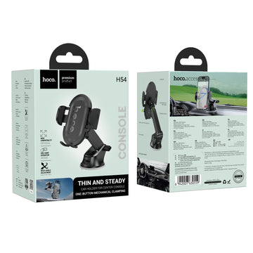 Suport Auto Hoco H54, Universal, Montaj Bord-Ventuza - Prindere cu cleme | negru
