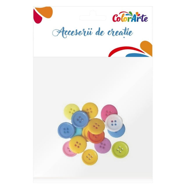 Accesorii creatie - nasturi mari plastic, diverse culori, 20mm, set 20 buc, Colorarte