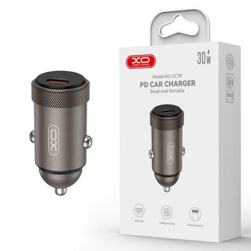 Incarcator Auto XO CC70, PD 30W, USB-C, Fast, Cafeniu - Negru