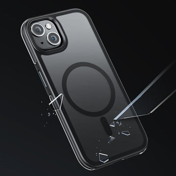 Husa Hoco AS5 pentru iPhone 15 Plus, MagSafe, Grip honeEdge, Frosted - Gri / Mov