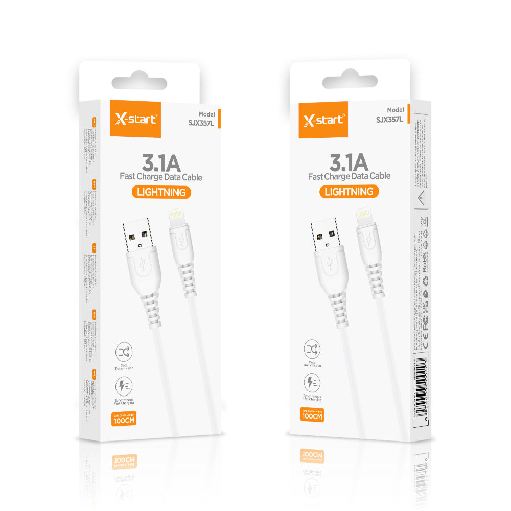 X-Start (SJX357L) - Cablu Date si Incarcare，USB-A la Lightning, 3.1A, 1m， White