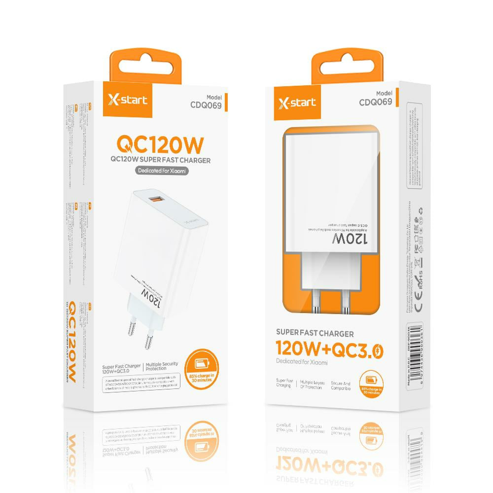 X-Start (CDQ069) - Incarcator Priza, 120W, USB-A, 5V, 3A, SuperFlash, White