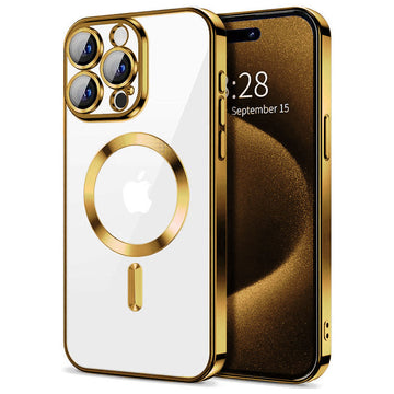 Husa Plating pentru iPhone 13 Pro Max, Silicon cu MagSafe, ElectroEdge - Auriu