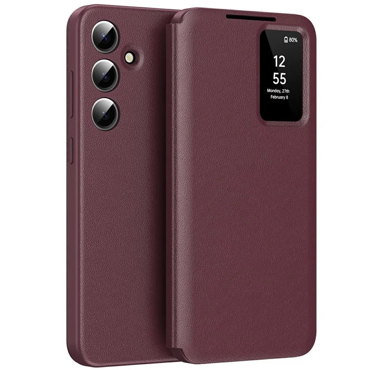Husa Flip Smart - Samsung Z Fold6, Magnetic View, Wallet, Red Bordo