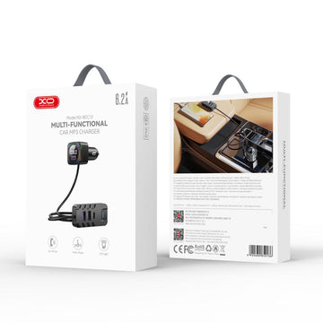 Modulator FM XO BCC13, cu Cablu Extensibil 1.5m, 2xUSB-C, 3xUSB-A - Negru