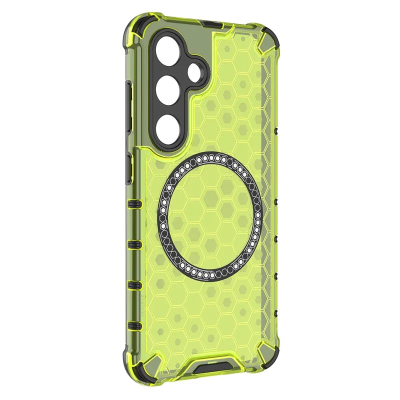 Husa HoneyComb - Samsung S25, Magnet MagCase, AntiDrOppo Corners, Green