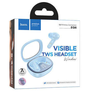 Casti Wireless Hoco EQ6, Ear Buds, BT 5.3, 180h StandBy, 320mAh, Shadow - Albastru
