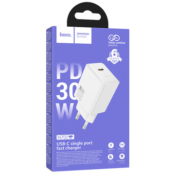 Incarcator Retea Hoco N70, PD30W 5V, 3A, 1xUSB-C, FastCharge - Alb