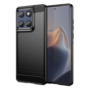 Husa Brush pentru Motorola Edge 60, Fusion, TPU, Metall Look - Negru