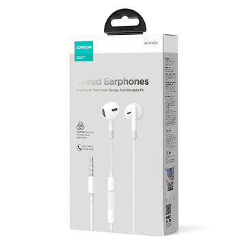 Casti cu Fir Joyroom JR-EW01, In Ear, 3.5mm, 1.2m, Mic & Volume Key, HiFi - Alb