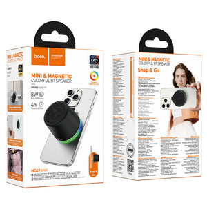Boxa Portabila Magnetica Hoco HC49, BT 6.0, 8W, 700mAh, 4h Autonomie, TWS - Negru