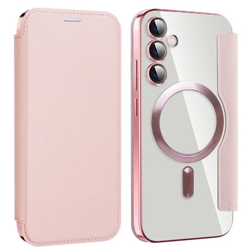 Husa MagFlip pentru Samsung S23 FE, Magnet, RFID Protect, Piele, Chrome Edge - Roz