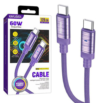 Cablu Date si Incarcare Kaku KSC-972, USB-C, PD60W, QC3.0, Smart On-Off, Braided, 1m - Mov