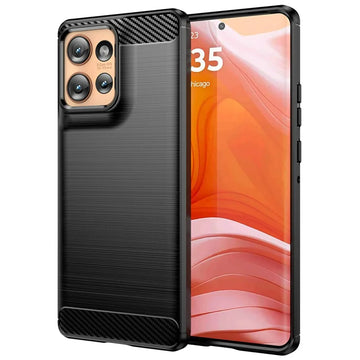 Husa Brush pentru Motorola Edge 50 Neo, TPU, Metall Look - Negru