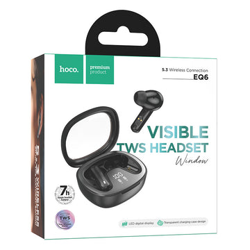 Casti Wireless Hoco EQ6, Ear Buds, BT 5.3, 180h StandBy, 320mAh, Shadow - Negru