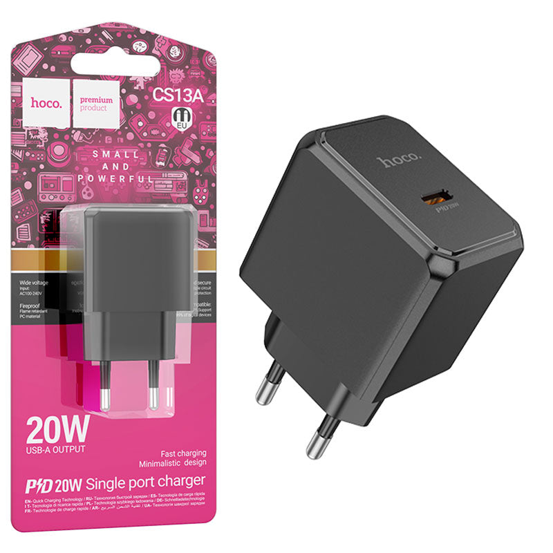 Hoco (CS13A) - Incarcator Retea, 20W, 1xUSB-C, PD, Black