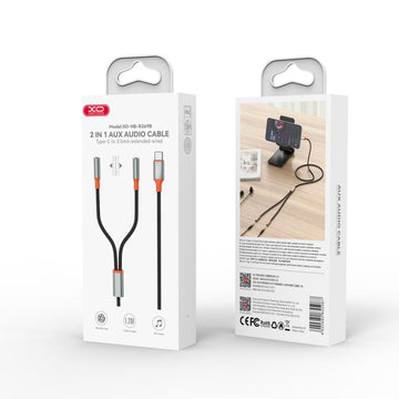 Cablu Audio XO NB-R269B, USB-C la 2x Jack 3.5mm F, 1.2m - Negru