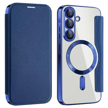 Husa MagFlip pentru Samsung A36 A366, Samsung A36 A366, Magnet, RFID Protect, Piele, Chrome Edge - Bleumarin