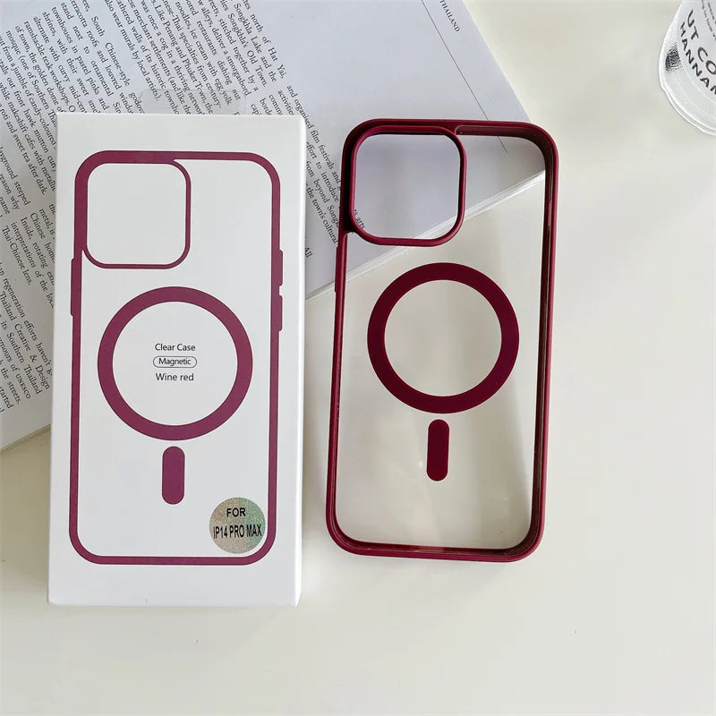 Husa ClearMag - iPhone 16e, MagCase, Acryl Crystal, Red frame