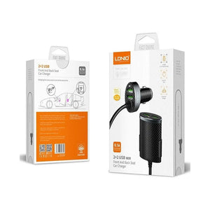 Incarcator Auto cu Cablu Extensibil Ldnio C502, 2xUSB-A + 2xUSB-A, 5.1A - Negru