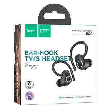 Casti Wireless Hoco EQ8, Ear Buds, BT 5.3, 180h StandBy, 500mAh, Power LED, Purejoy - Negru