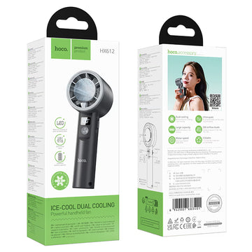 Cooler Hoco HX612, Portabil de Mana, Placa Racire Ice Pack, 2000mAh, 9000RPM, Afisaj Digital - Negru