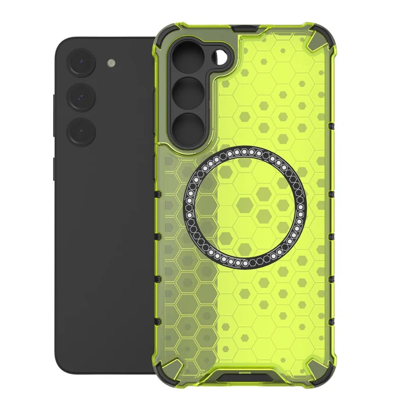 Husa HoneyComb - Samsung S23, Magnet MagCase, AntiDrOppo Corners, Green