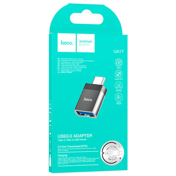 Adaptor OTG Transfer Hoco UA17, USB-A la USB-C - Negru