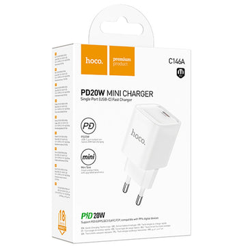 Incarcator Retea Hoco C146A, PD20W, 1xUSB-C, FastCharge - Alb