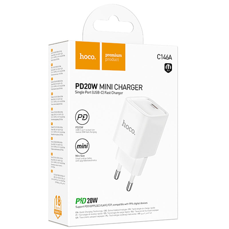 Hoco (C146A) - Incarcator Retea, PD20W, 1xUSB-C, FastCharge, White