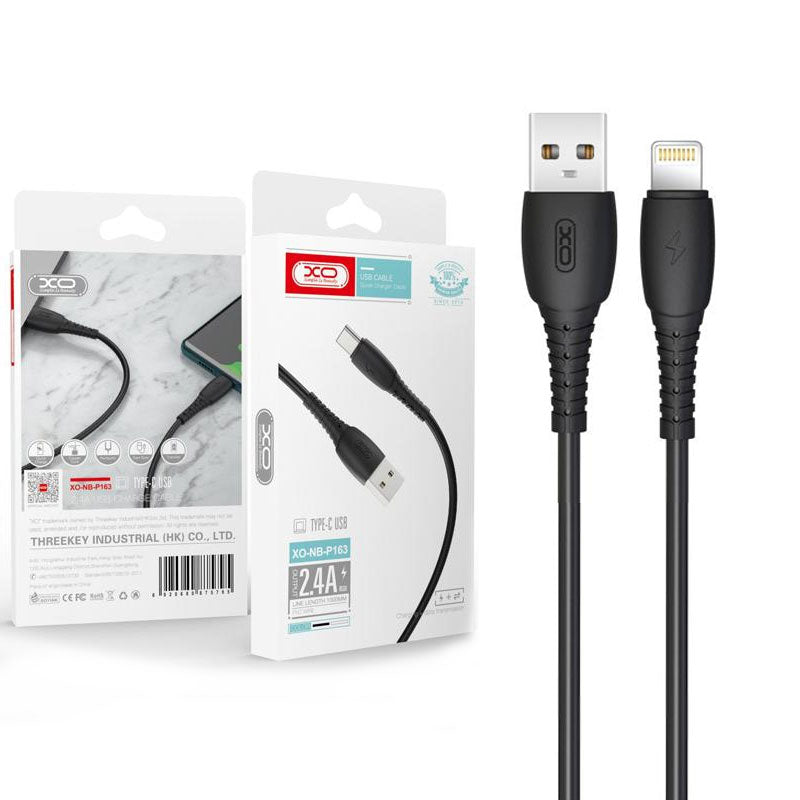 XO (NB-P163) - Cablu Date si Incarcare, USB-A la Lightning, 2.4A, 1m, Black