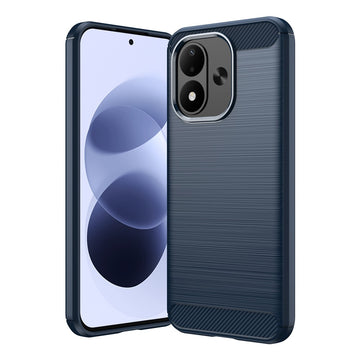 Husa Brush pentru Xiaomi Redmi Note 17 4G/5G, TPU, Metall Look - Albastru