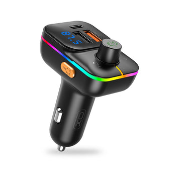 Modulator FM XO BCC09, 25W, 5V, 3.1A, 1xUSB-C, 1xUSB-A, QC 3.0, Slot TF Card - Negru