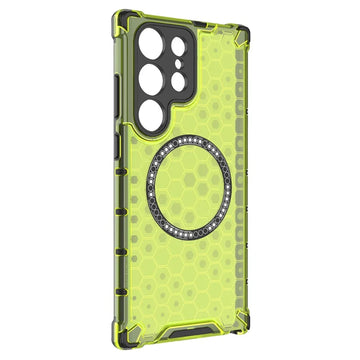 Husa HoneyComb pentru Samsung S24 Ultra, Magnet MagCase, AntiDrop Corners - Verde