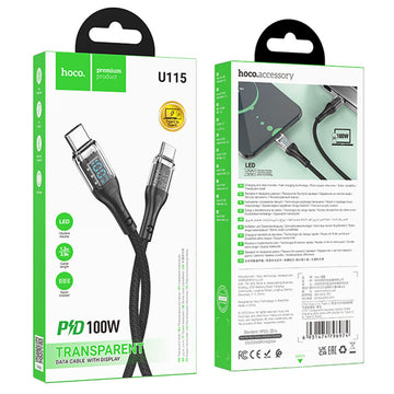 Cablu Date si Incarcare Hoco U115, USB-C, PD100W, QC3.0, 1m - Negru