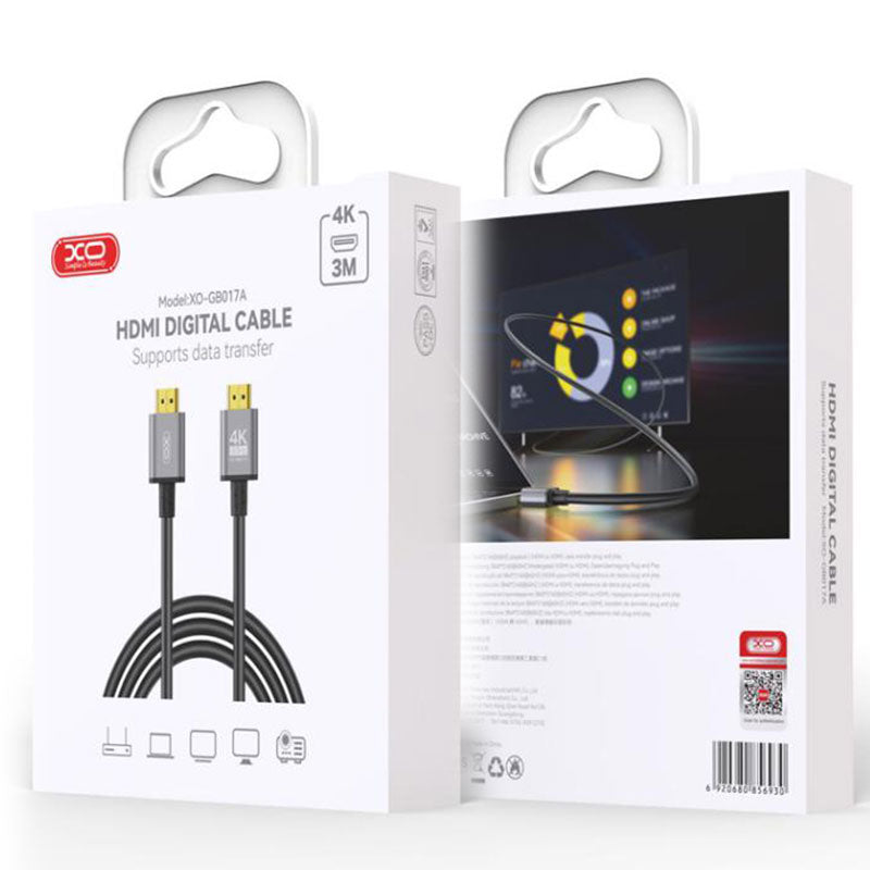 XO (GB017A) - Cablu Audio si Video, HDMI la HDMI, HD 4k, 3m, TARNISH