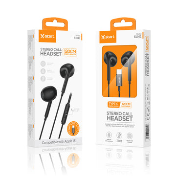 Casti cu Fir X-Start EJ042, In Ear, USB-C, 1.2m, Mic & Volume Key, 15 Series, Digital - Negru