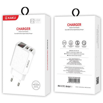 Incarcator Retea Kaku KSC-180, 5V, 2.4A, 2xUSB-A, QC 3.0, Power LED - Alb