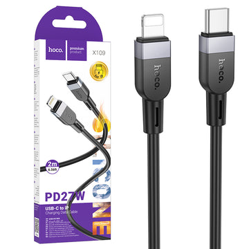 Cablu Date si Incarcare Hoco X109, USB-C la Lightning, PD27W, QC3.0, 2m - Negru