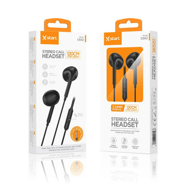 Casti cu Fir X-Start EJ-042, In Ear, 3.5mm, 1.2m, Mic & Volume Key, 4thdiP Classic, Balck