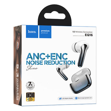Casti Wireless Hoco EQ16, Ear Buds, BT 5.3, 180h StandBy, 320mAh, ANC, Glaze - Albastru