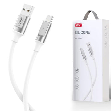Cablu Date si Incarcare XO NB251, USB-A la USB-C, 6A, Metallic, 1m - Alb