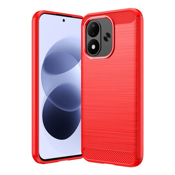 Husa Brush pentru Xiaomi Redmi Note 17 4G/5G, TPU, Metall Look - Rosu